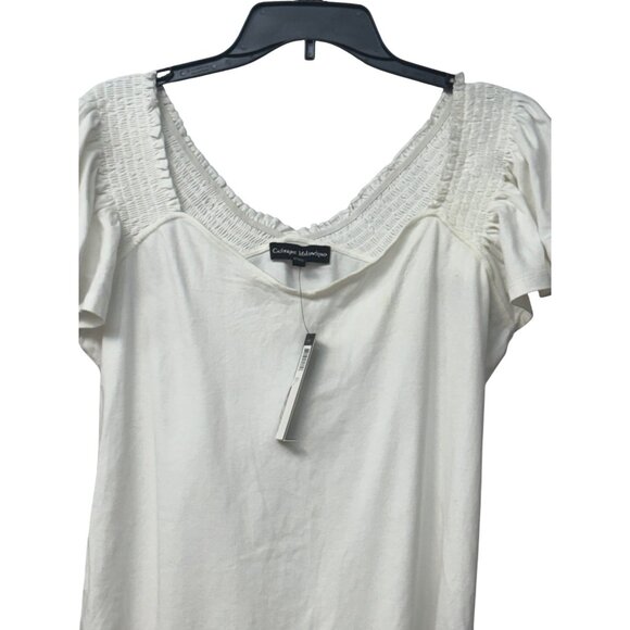 Catherine Malandrino Flutter-Sleeves Top, White, L - Picture 4 of 12
